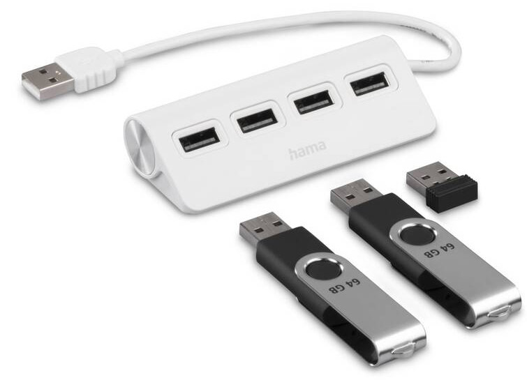 USB Hub Hama 4x USB 2.0 bílý