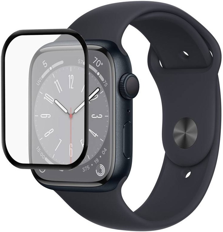 COTECi 4D Black-Rim Full Glue na Apple Watch 8, 45 mm 