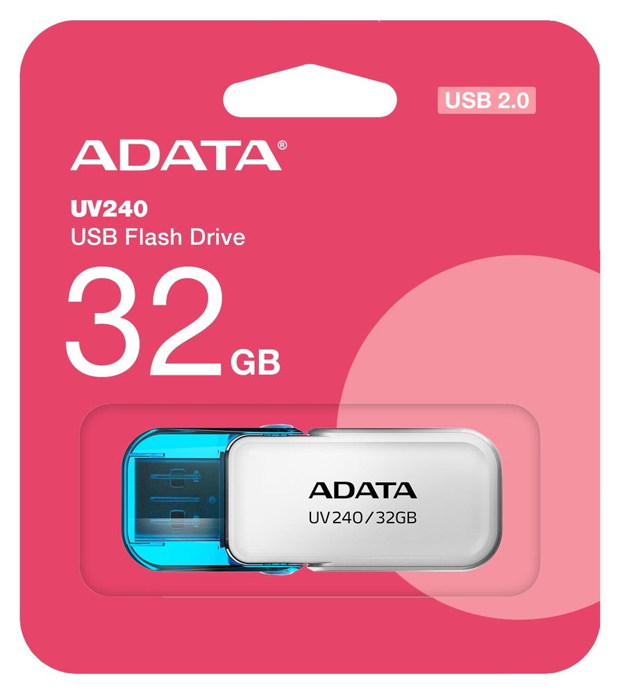 USB Flash ADATA Dash Drive UV240 32GB bílý Flash USB ADATA Dash Drive UV240 32GB USB 2.0 má otvor pro připevnění ke klíčům či šňůrce