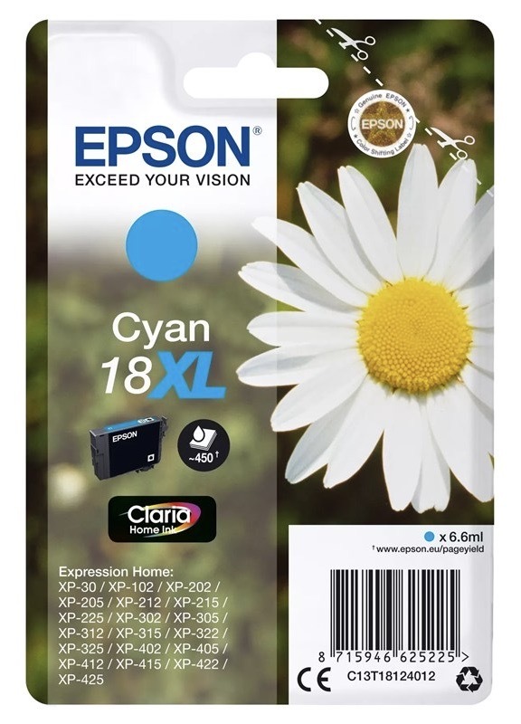 Inkoustová náplň Epson 18XL, 450 stran azurová