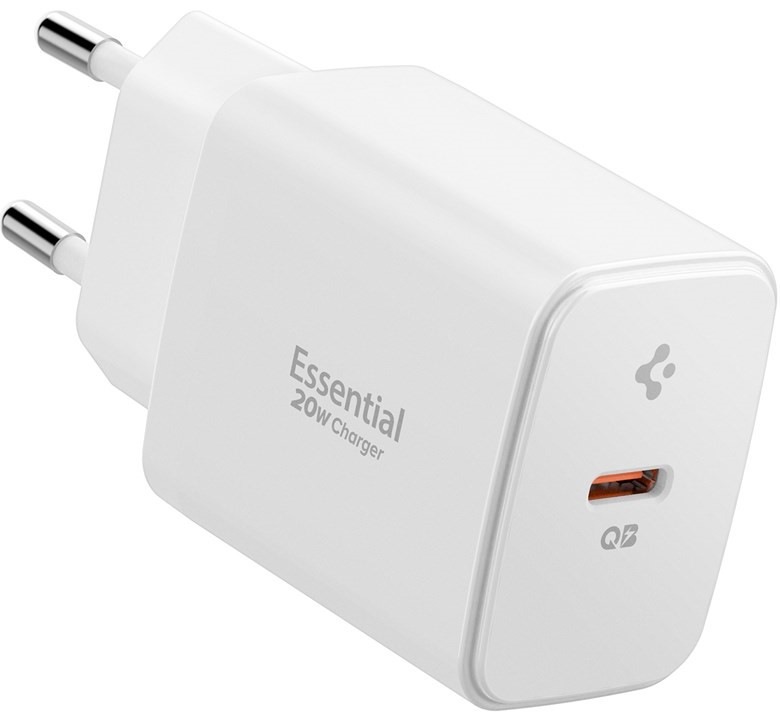Nabíječka do sítě Spigen Essential 20W 1xUSB-C - bílá