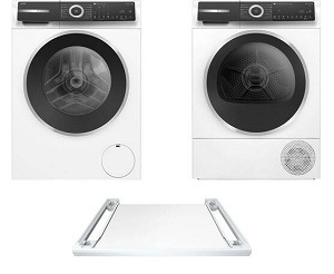 Set spotřebičů Bosch pračka WGH256A6BY + sušička WQH245B4BY + mezikus WTZ27500