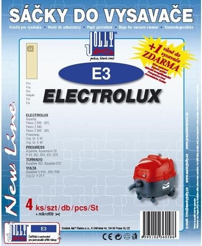Sáčky do vysavače Jolly E 3 pro vysavače Electrolux, Progress, Tornado a Volta