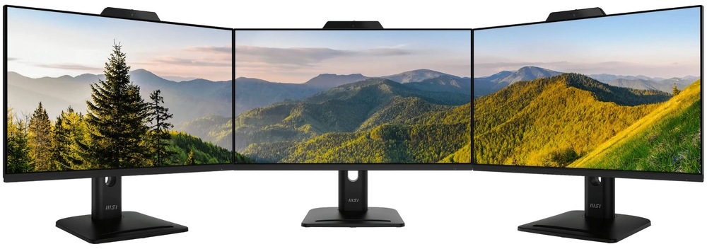 Monitor MSI PRO MP272PMG černý Tři monitory MSI PRO MP272PMG vedle sebe pro práci s více obrazovkami