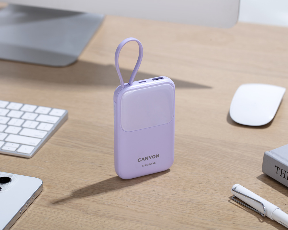 Powerbanka Canyon OnPower 101 PD22,5W 10 000 mAh fialová Powerbanka Canyon OnPower 101 PD22,5W 10 000 mAh fialová