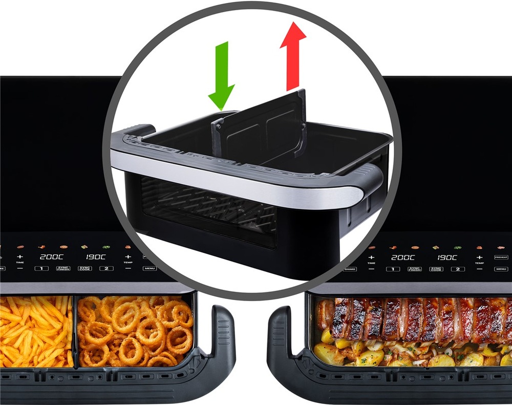 Odnímatelná přepážka ve fritéze Tesla AirCook DualHeat QD575 XXL