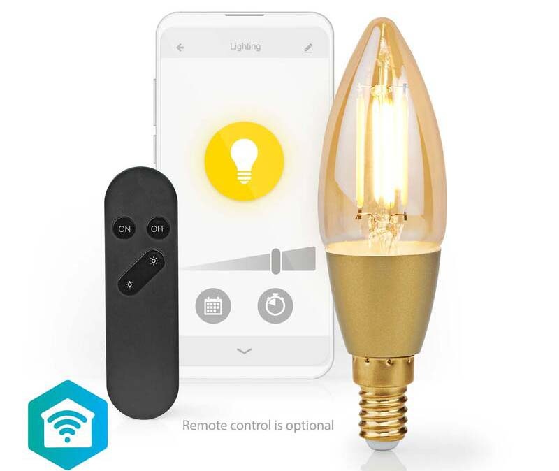 Chytrá žárovka Nedis SmartLife svíčka, Wi-Fi, E14, 470 lm, 4.9 W, Teplá Bílá Chytrá žárovka Nedis SmartLife svíčka, Wi-Fi, E14, 470 lm, 4.9 W, Teplá Bílá