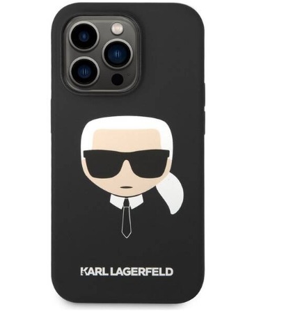 Kryt na mobil Karl Lagerfeld Liquid Silicone Karl Head na Apple iPhone 14 Pro černý KLGKLHCP14LSLKHBK