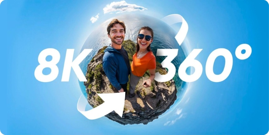 Outdoorová kamera Insta360 X5 BMW limitovaná edice černá Muž a žena na 360° fotografii z akční kamery Insta360 X5