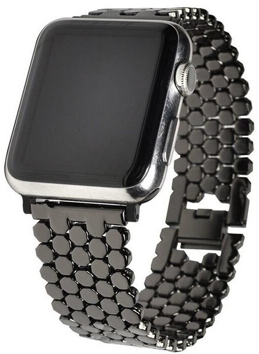 Řemínek WG dots, kovový, na Apple Watch 38/40/41 mm + adapter černý