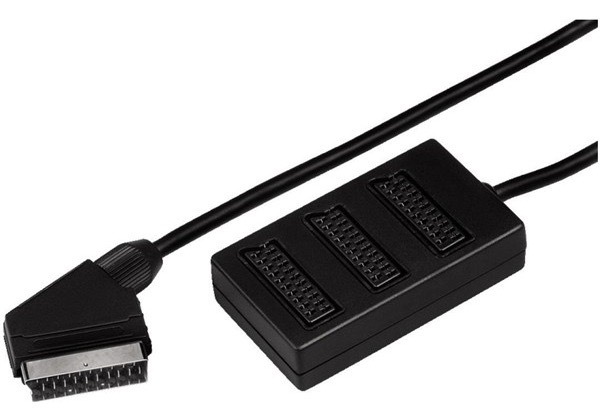 Kabel AQ 1x SCART (samec) na 3x SCART (samice)