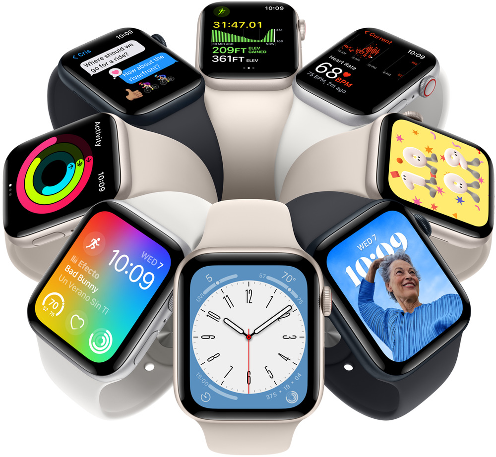 Chytré hodinky Apple Watch SE 2022 GPS 40mm pouzdro z hvězdně bílého hliníku - hvězdně bílý sportovní řemínek