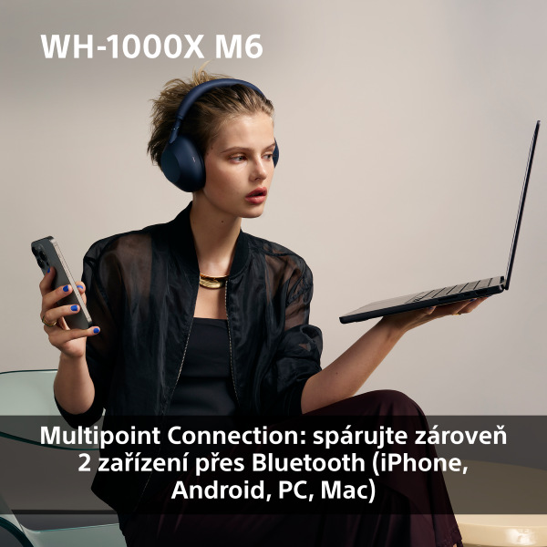 Sluchátka Sony WH-1000XM6, Noise Cancelling - stříbrná