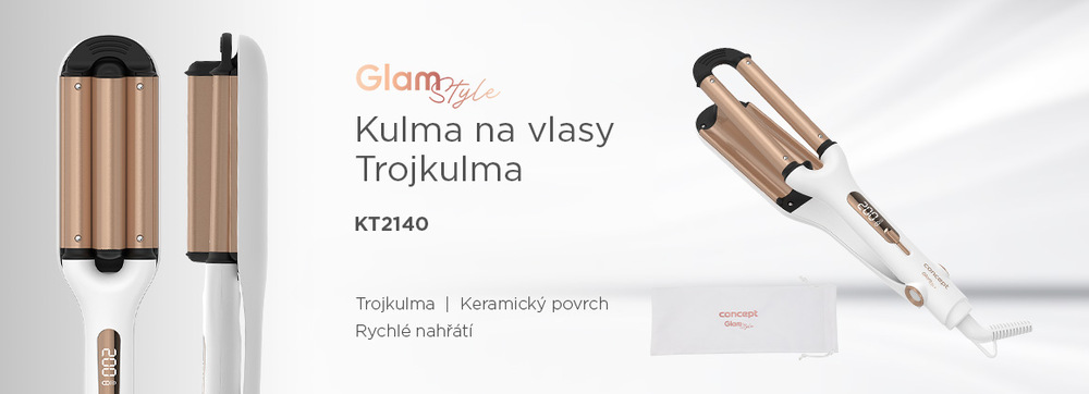 Kulma vlnkovač Concept KT2140 GLAM Style bílá/rose gold Kulma vlnkovač Concept KT2140 GLAM Style bílá/rose gold