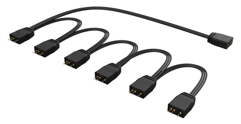 Adaptér AKASA 1-To-6 aRGB LED splitter - černý