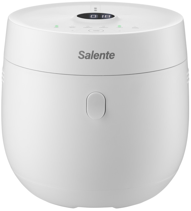 Rýžovar Salente Jasmine s digitálním displejem a dotykovým ovládáním, čelní pohled.