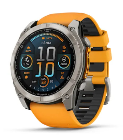 fēnix® 8 – 51 mm, AMOLED Sapphire, Titanium s Orange/Graphite silikonovým řemínkem