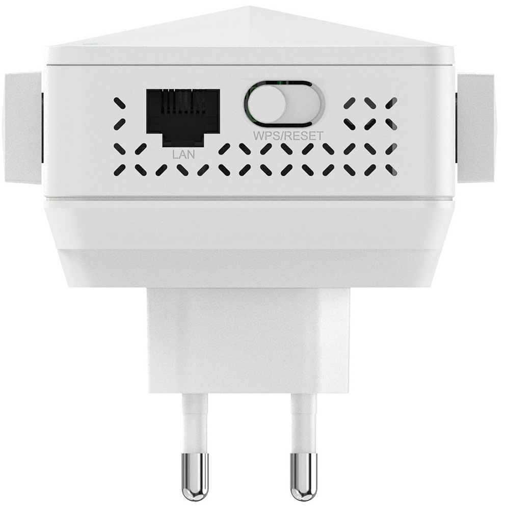 Wi-Fi extender Asus RP-AX50 bílý Spodní strana Wi-Fi extenderu ASUS s portem LAN a tlačítkem WPS/Reset.