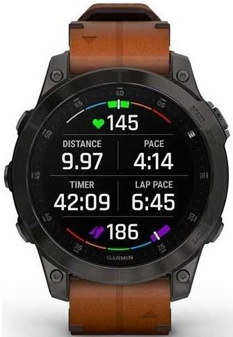 Chytré hodinky Garmin epix Sapphire Style - Titan Black/Brown Leather Band