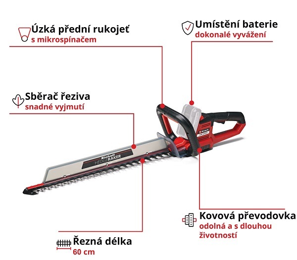 Nůžky na živý plot Einhell GE-CH 18/60 L (bez baterie) 3410930