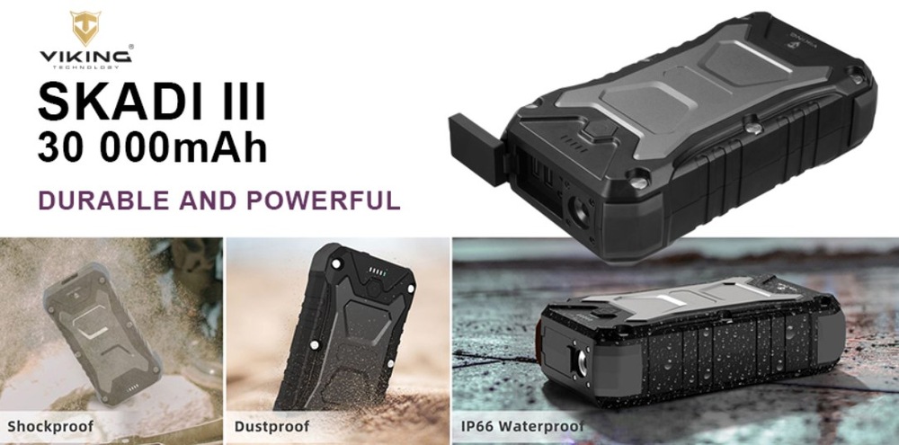 Powerbanka Viking SKADI III, 30000 mAh, bezdrátové nabíjení černá Powerbanka Viking SKADI III, 30000 mAh, bezdrátové nabíjení černá