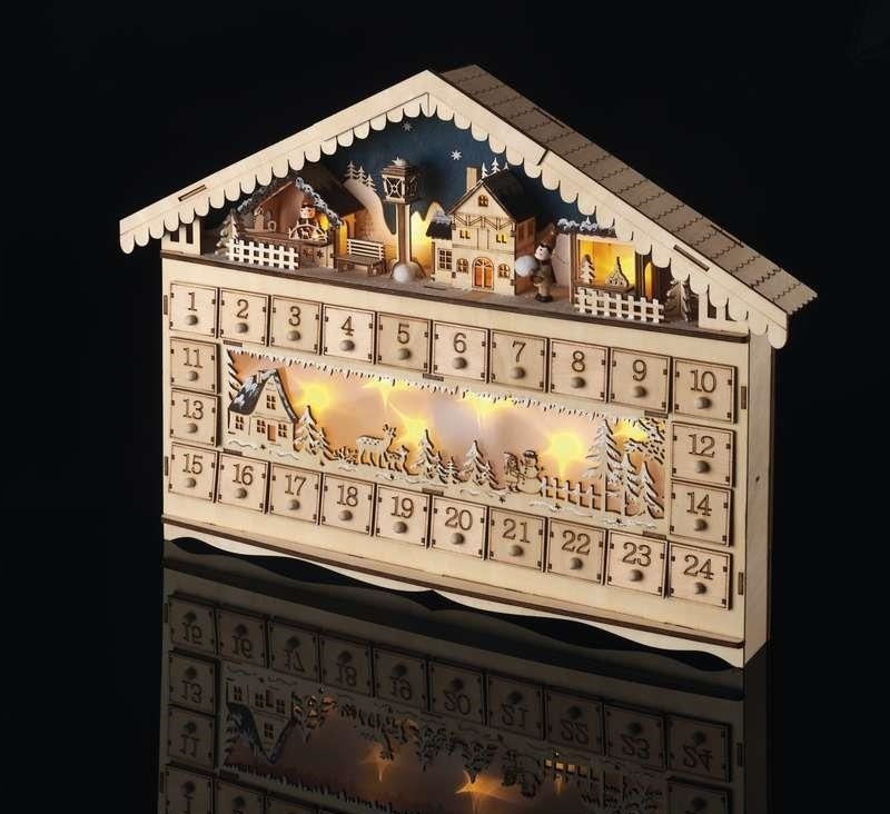 LED dekorace EMOS adventní kalendář, 19x40cm, 2x AA, vnitřní, teplá bílá