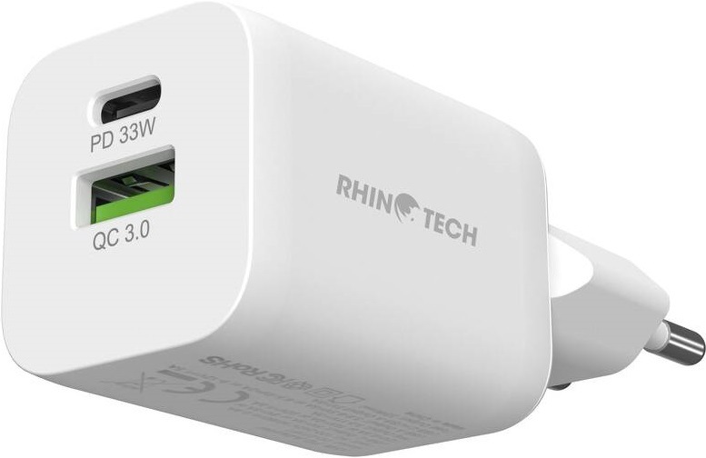 Nabíječka do sítě RhinoTech MINI Dual 33W USB-C + USB-A bílá RhinoTech MINI Dual