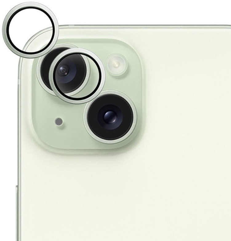 Ochranné sklo čočky fotoaparátu Epico Aluminium Lens Protector na Apple iPhone 15/15 Plus zelené