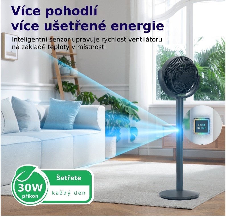 Ventilátor stojanový Levoit TempSense R432 DC Cyclone Fan černý Ventilátor stojanový Levoit TempSense R432 DC Cyclone Fan