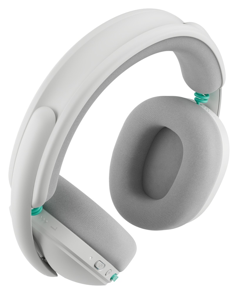 Detailní pohled na headset Logitech G325 LIGHTSPEED Wireless s měkkými náušníky a polstrovaným hlavovým mostem na bílém pozadí