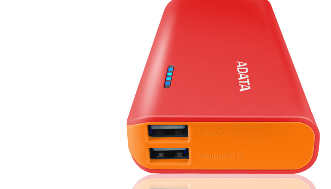 Powerbanka ADATA PT100 10000mAh červená/oranžová Powerbanka ADATA PT100 10000mAh červená/oranžová