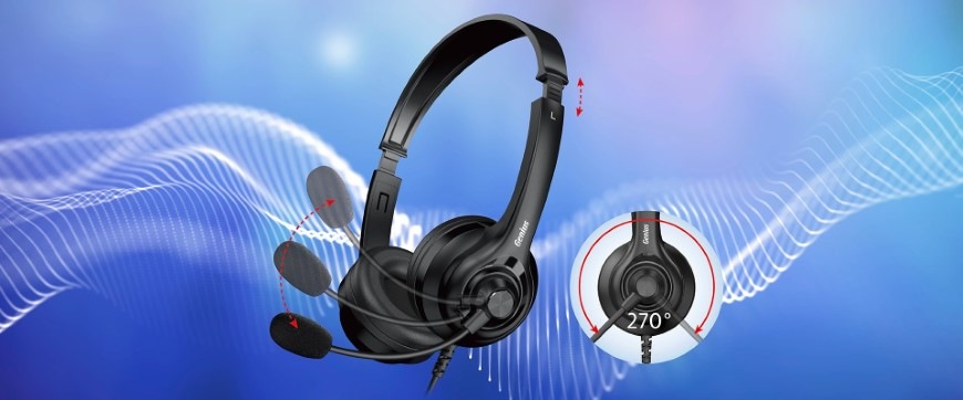 Ilustrace otáčení mikrofonu na headsetu Genius HS-235U AI