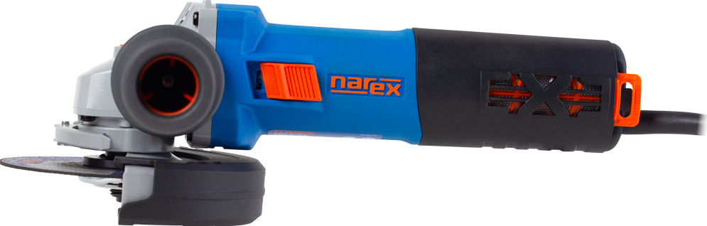 Detail zadní části brusky Narex EBU 9-125 s větracími otvory motoru