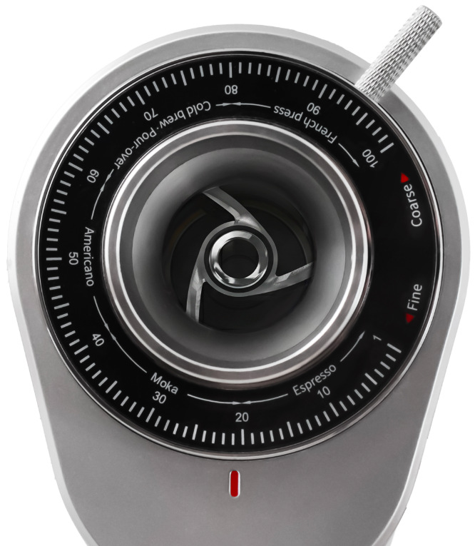 Stupnice kávomlýnku Rohnson R-98094 se 100 úrovněmi hrubosti mletí