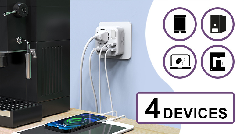 Rozbočovací zásuvka Viking AC22, 2x zásuvka, 2x USB bílá Rozbočovací zásuvka Viking AC22, 2x zásuvka, 2x USB bílá