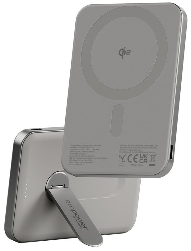 Powerbanka PanzerGlass s kapacitou 5 000 mAh, šedá barva, podpora rychlého nabíjení