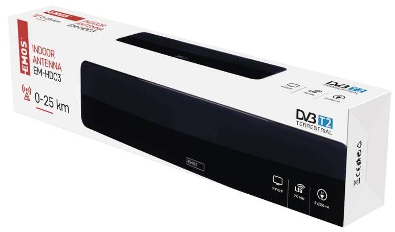 Anténa pokojová EMOS EM-HDC3, 0–25 km DVB-T2