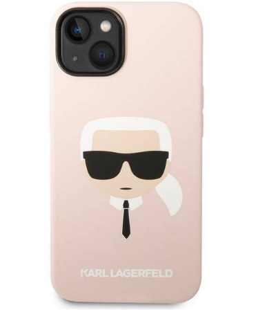Kryt na mobil Karl Lagerfeld MagSafe Liquid Silicone Karl Head na Apple iPhone 14 Plus růžový KLGKLHMP14MSLKHLP