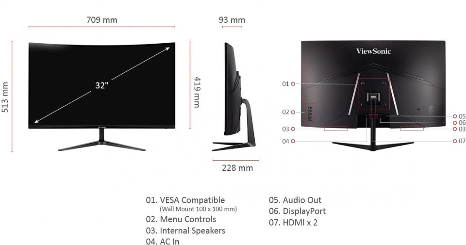 Herní monitor ViewSonic OMNI VX3218C-2K černý Herní monitor ViewSonic OMNI VX3218C-2K černý