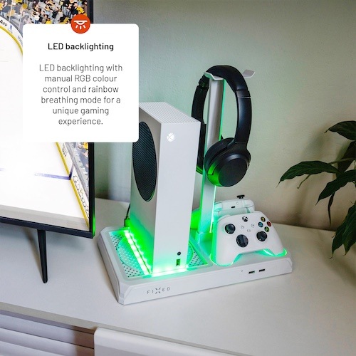 Dokovací stanice FIXED pro Xbox Series X a S s odvětráváním a nabíjením pro dva ovladače Xbox bílá Dokovací stanice FIXED pro Xbox Series X a S s odvětráváním a nabíjením pro dva ovladače Xbox bílá