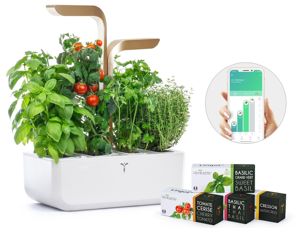 Chytrý květináč Véritable CONNECT bílý/champagne Chytrý květináč Véritable CONNECT s ukázkou sazenic