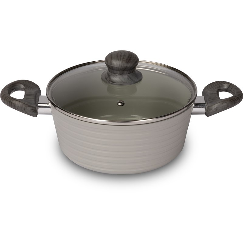Kastrol s poklicí Lamart LT1267 STRIPE, 20 cm šedý