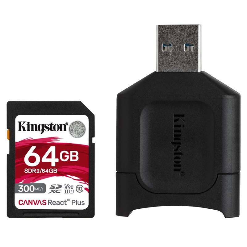 Paměťová karta Kingston Canvas React Plus SDXC 64GB UHS-II U3 (300R/260W) + čtečka