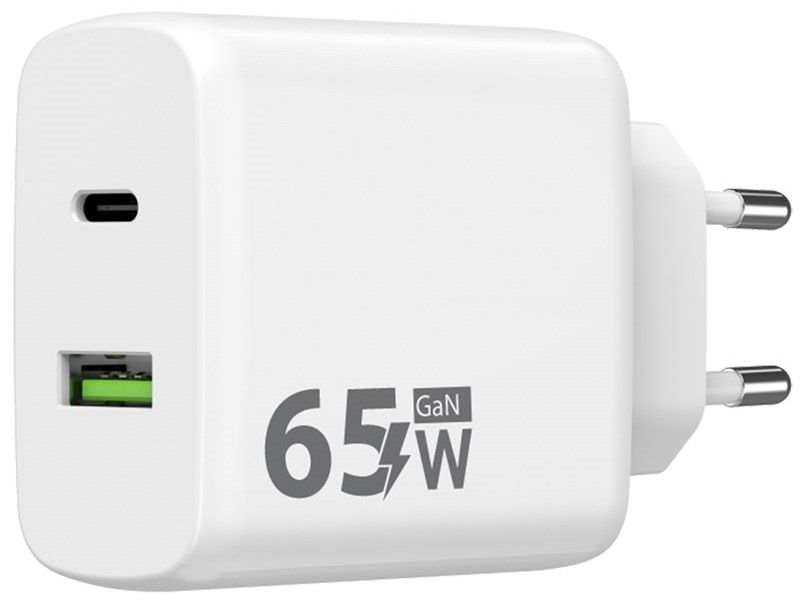 Nabíječka do sítě WG GaN, 2xUSB, USB-C PD 65W+USB-A QC3.0 18W + USB-C kabel 1m Nabíječka do sítě WG GaN, 2xUSB, USB-C PD 65W+USB-A QC3.0 18W + USB-C kabel 1m