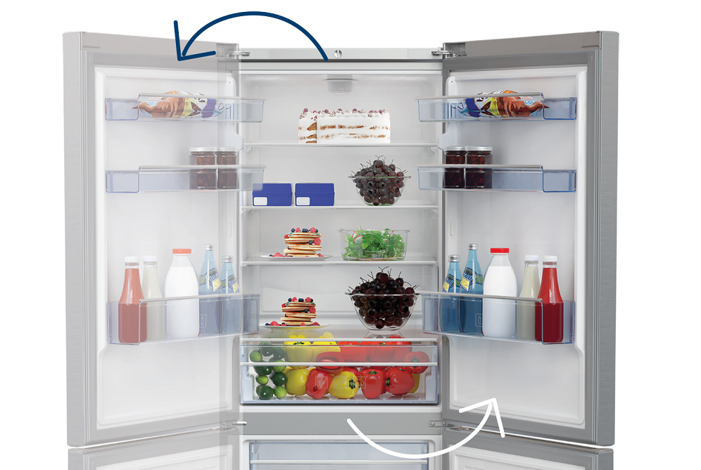 Chladnička kombinovaná Beko B3RCNE564HXB, NoFrost, zaměnitelný směr otevírání dvířek