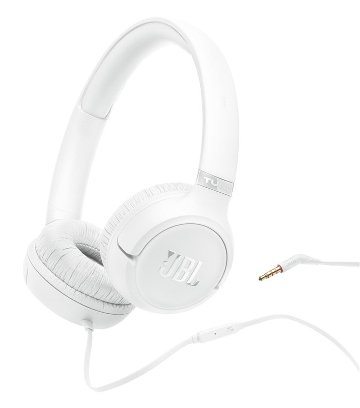 Sluchátka JBL Tune 530, Jack 3,5 mm, bílá barva.
