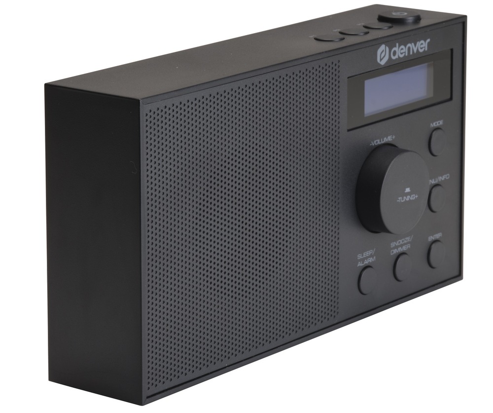 Radiopřijímač DAB+ Denver DAB-51B disponuje LCD displejem s modrým podsvícením 