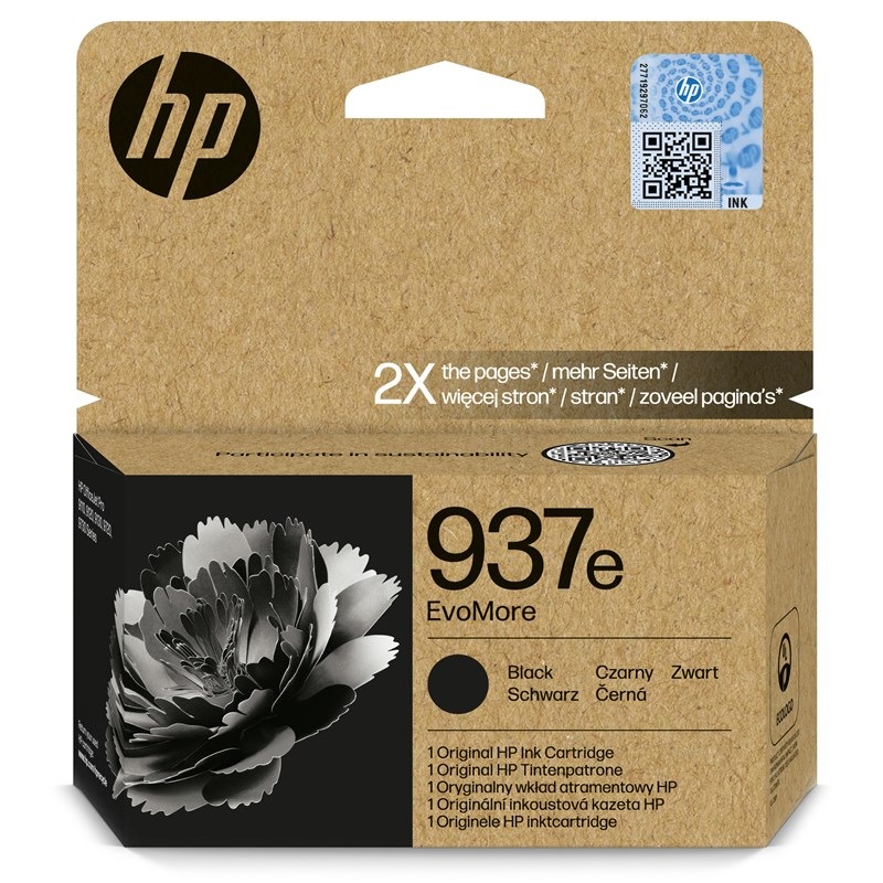 Inkoustová náplň HP EvoMore 937e, 2500 stran černá