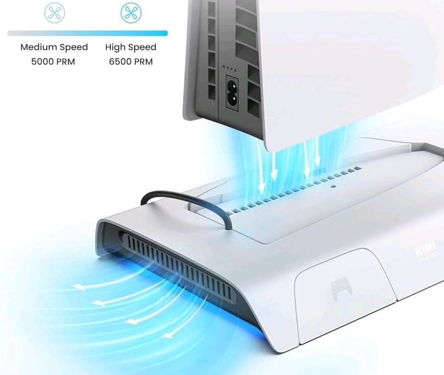Dokovací stanice KIWI design D3 Cooling Station for PS5 Slim černá/bílá Odvod tepla z herní konzole pomocí stanice KIWI D3 Cooling Station