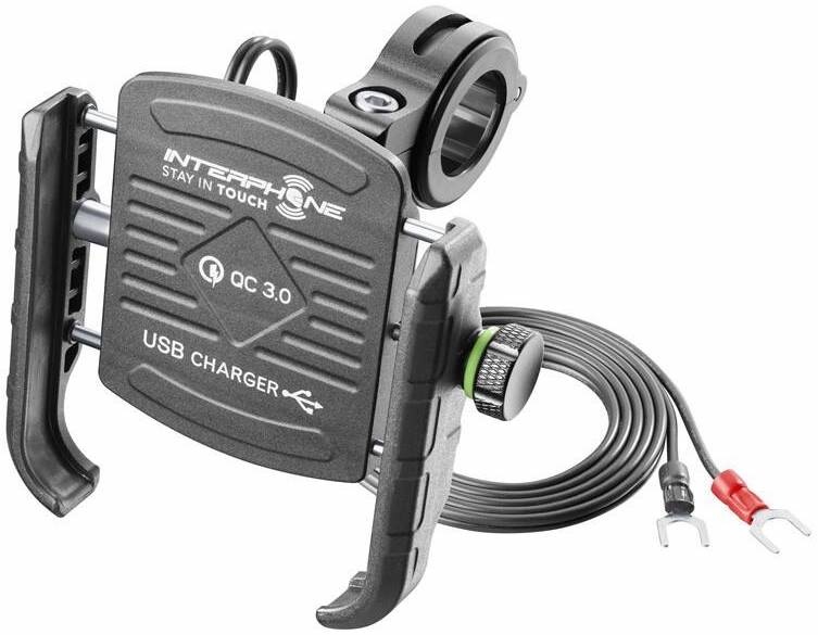 Držák na mobil Interphone Motocrab s integrovaným USB portem černý
